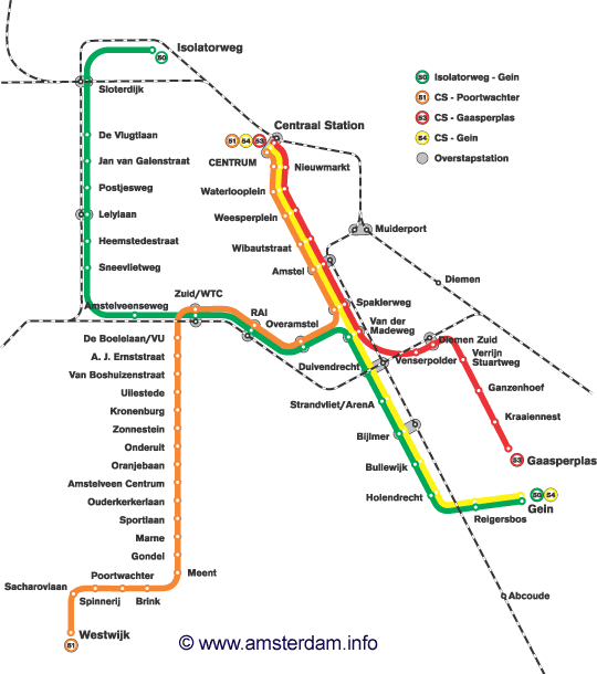 Amsterdam Metro Map Amsterdam Info